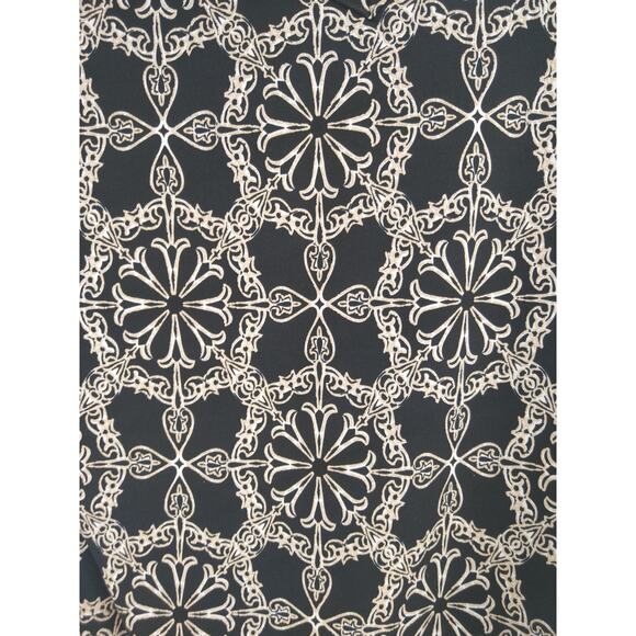 New Directions Curvy Blouse 2X Geometric 3/4 Sleeve Asymmetric Hem Black Tan - Picture 4 of 8